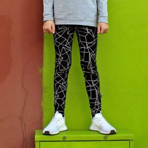 Mói White cubes pattern on black background Leggings