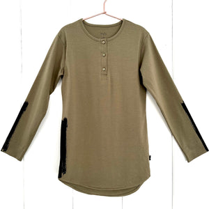 Mói Olive Tunic with graffiti spray pattern