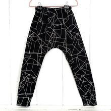 Load image into Gallery viewer, Mói White cubes pattern on black background Baggy Pants