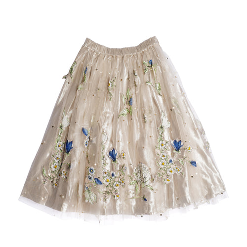 Hand Made, Lurex &Tulle Skirt With Applioue & Hand Embroidery