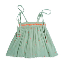 Load image into Gallery viewer, Embroidery Cotton Gauze Swing Top W/Shoulder Ties &amp; Culottes Set