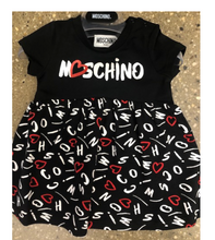 Load image into Gallery viewer, MOSCHINO BABY BLACK RED HEART LOGO DRESS