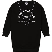 Load image into Gallery viewer, KARL LAGERFELD GIRLS LOGO SWEAT DRESS BLACK W FAUX 2-IN-1 LOOK MINI ME