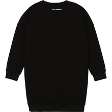 Load image into Gallery viewer, KARL LAGERFELD GIRLS LOGO SWEAT DRESS BLACK W FAUX 2-IN-1 LOOK MINI ME