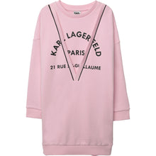 Load image into Gallery viewer, KARL LAGERFELD GIRLS LOGO SWEAT DRESS PINK W FAUX 2-IN-1 LOOK MINI ME