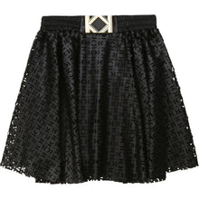 Load image into Gallery viewer, KARL LAGERFELD GIRLS LASER CUT FAUX LEATHER SKIRT K BUCKLE