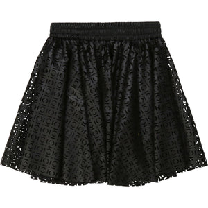 KARL LAGERFELD GIRLS LASER CUT FAUX LEATHER SKIRT K BUCKLE