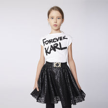 Load image into Gallery viewer, KARL LAGERFELD GIRLS LASER CUT FAUX LEATHER SKIRT K BUCKLE