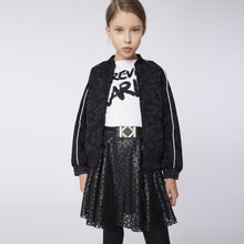 Load image into Gallery viewer, KARL LAGERFELD GIRLS LASER CUT FAUX LEATHER SKIRT K BUCKLE