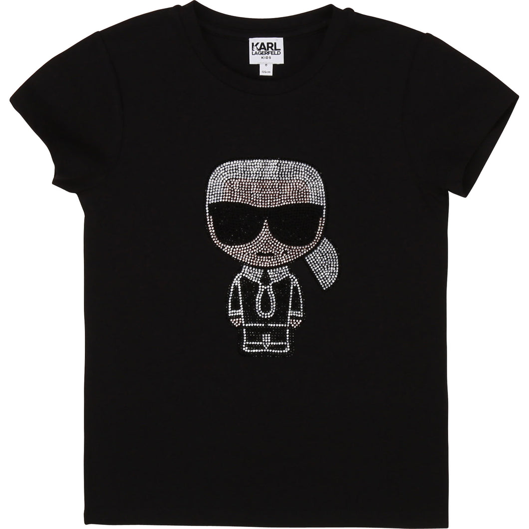 KARL LAGERFELD GIRLS SS TEE EMBELLISHED KARL BLACK