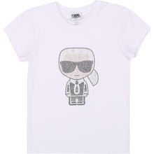 Load image into Gallery viewer, KARL LAGERFELD GIRLS SS TEE EMBELLISHED KARL WHITE