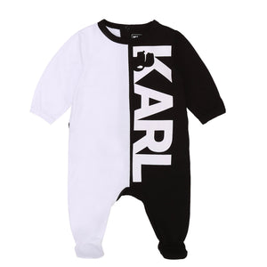 KARL LAGERFELD BABY BOY COLORBLOCK BACKSNAP FOOTIE W/LOGO