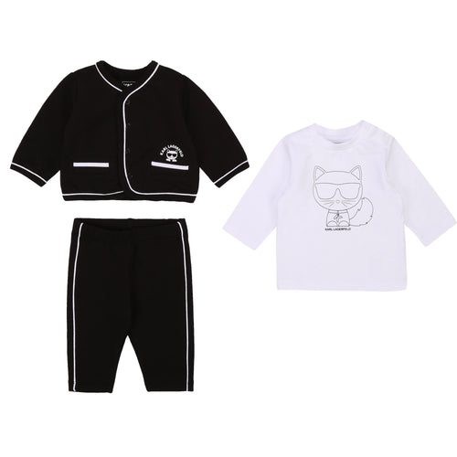 KARL LAGERFELD BABY GIRL 3 PC SET TSHIRT & FRENCH TERRY SET