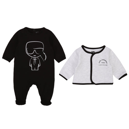 KARL LAGERFELD BABY BOY 2PC KARL FOOTIE & CARDIGAN SET