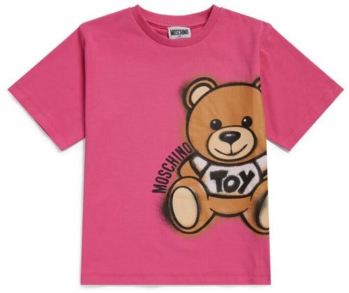 MOSCHINO KID-TEEN
PINK TEDDY BEAR LOGO T-SHIRT