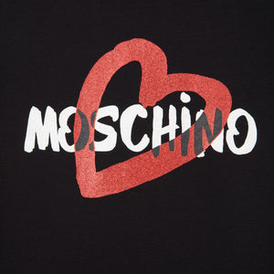 MOSCHINO BABY BLACK RED HEART LOGO DRESS