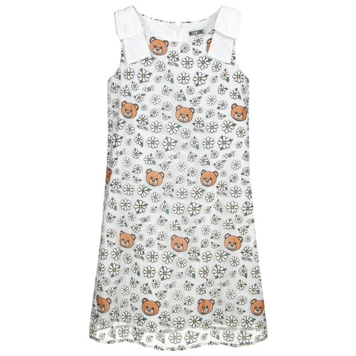 MOSCHINO BABY WHITE DAISY LOGO DRESS