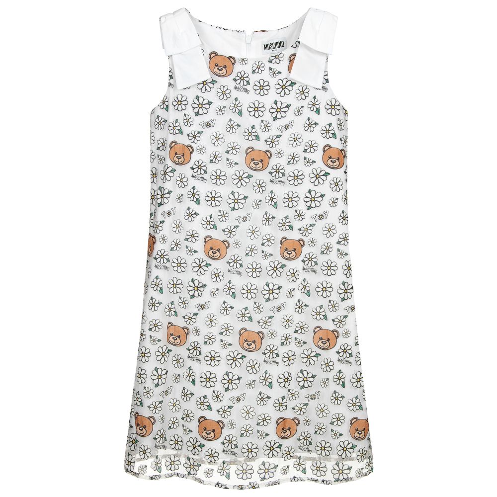 MOSCHINO BABY WHITE DAISY LOGO DRESS